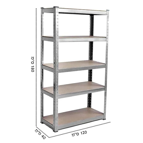 כוננית עם 5 מדפים מודלריים מתכת בשילוב עץ MDF 120/40