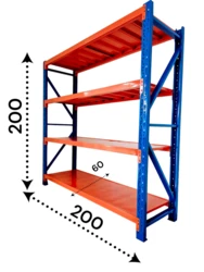 סט מדפים תעשייתי ממתכת במידות 200/200/60 דגם ג'מבו 2