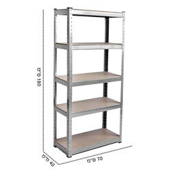 כוננית עם 5 מדפים מודלריים מתכת בשילוב עץ MDF