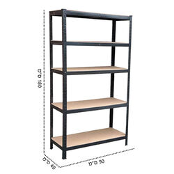 קיט מדפים מודולרי מתכת בגימור שחור בשילוב MDF דגם MM90B