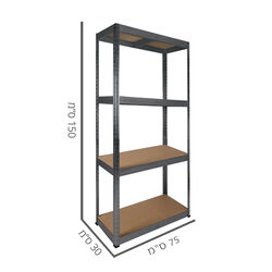 סט מדפים מתכת בגימור שחור בשילוב MDF דגם MM75B