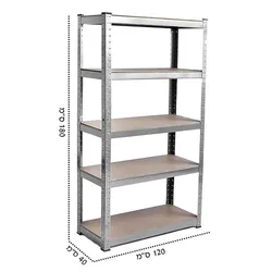 כוננית עם 5 מדפים מודלריים מתכת בשילוב עץ MDF 120/40