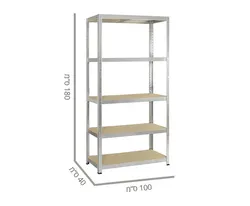 כוננית עם 5 מדפים מודלריים מתכת בשילוב עץ MDF 100/40